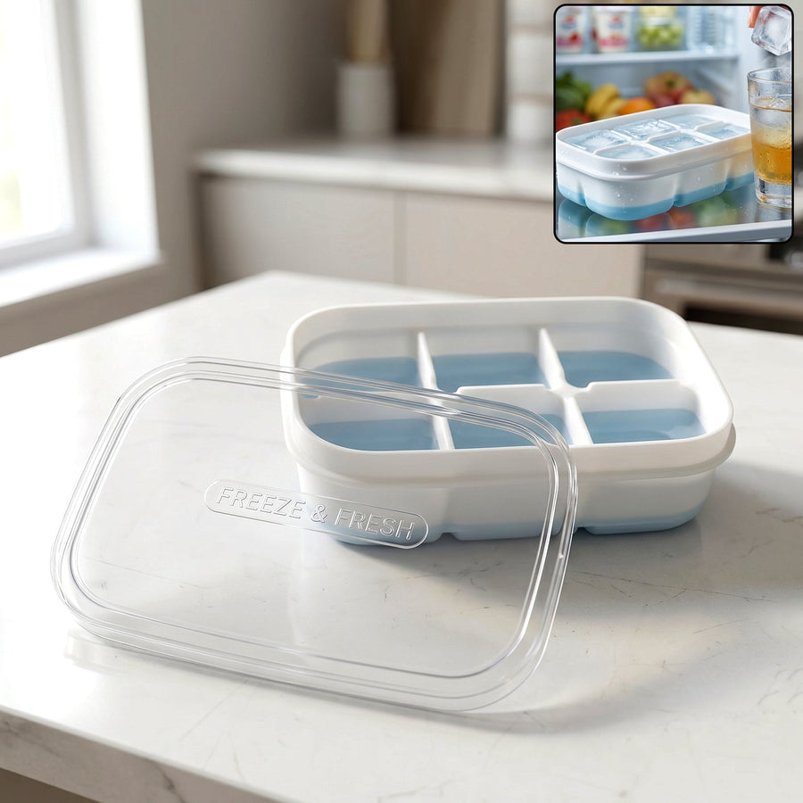 Mini Plastic 6-Cavity Ice Cube Tray Ð Space-Saving & Reusable