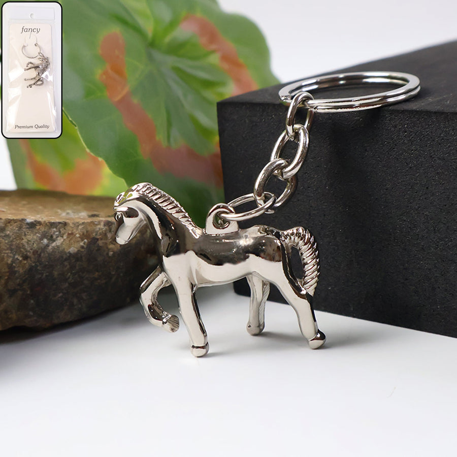 Metallic Horse Keychain – Durable Polished Chrome Accessory