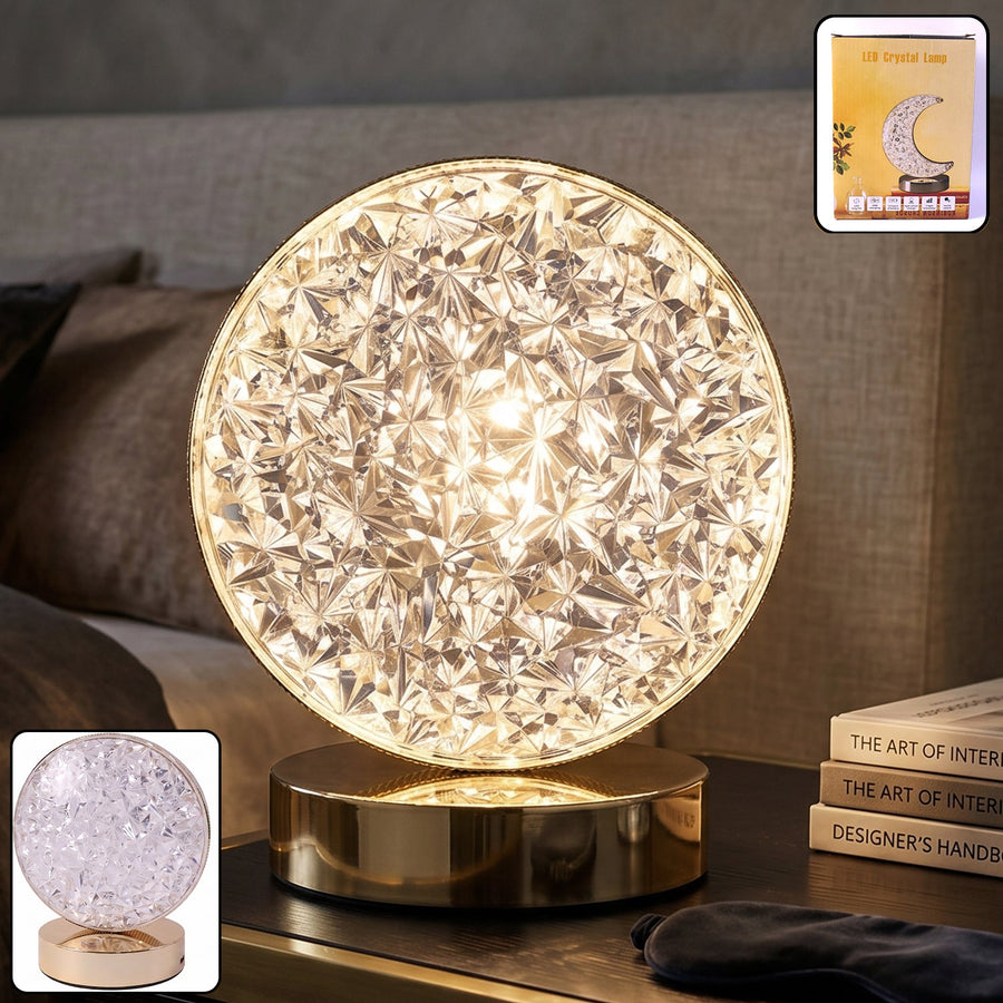 Round Crystal LED Table Lamp Ð Dimmable Touch & USB Rechargeable
