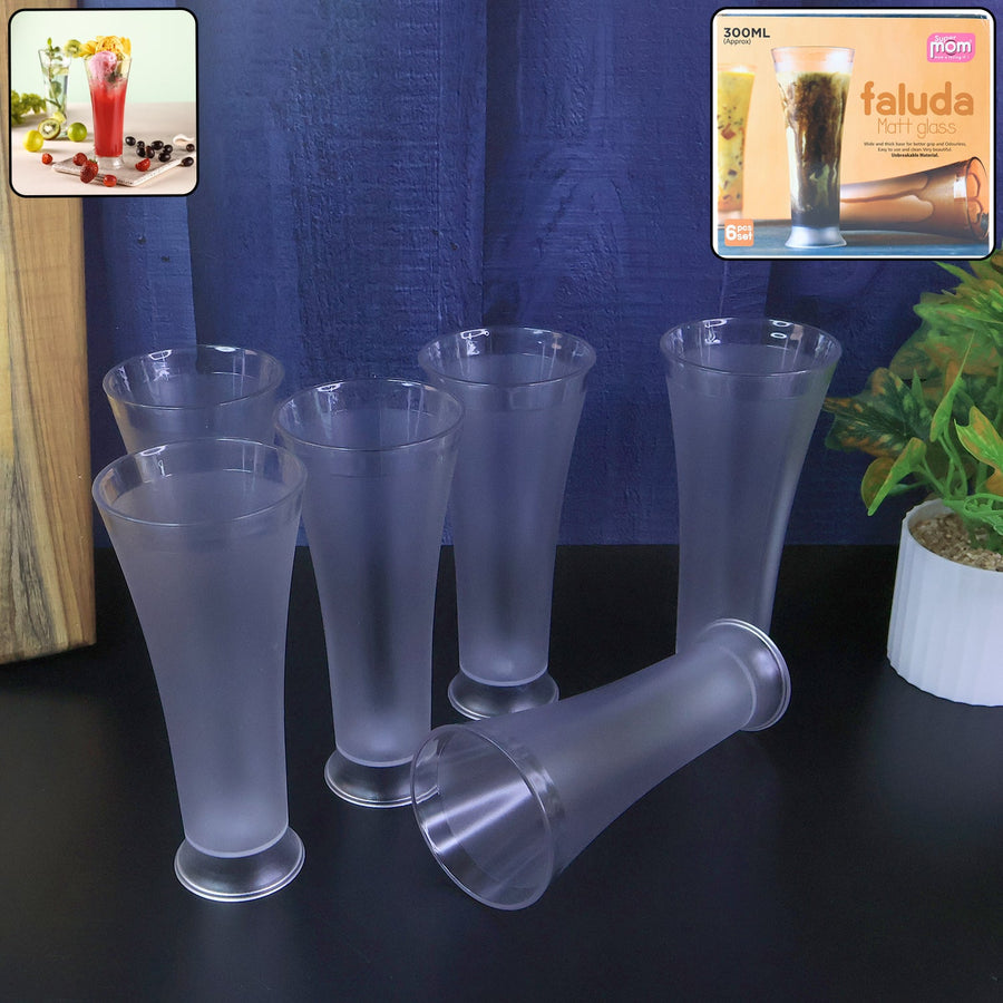 Matt Finish Plastic Glass Set – Durable 300ML 6-Piece Set