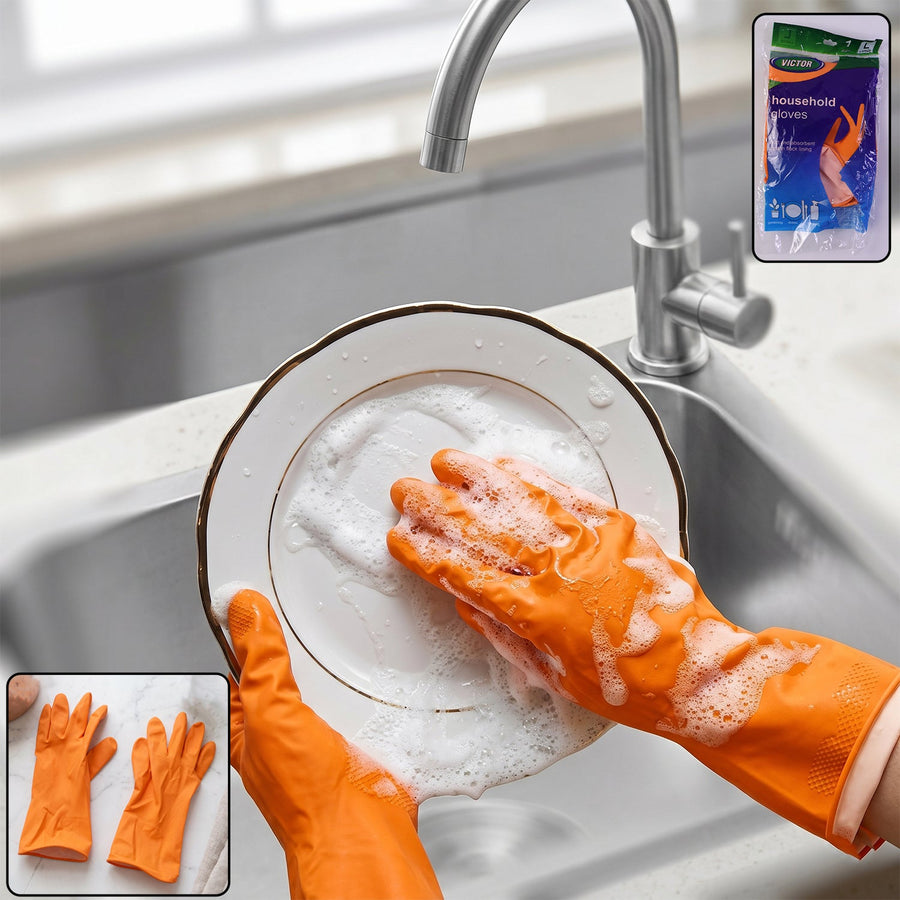 Reusable Rubber Cleaning Gloves Ð Waterproof & Durable for Kitchen
