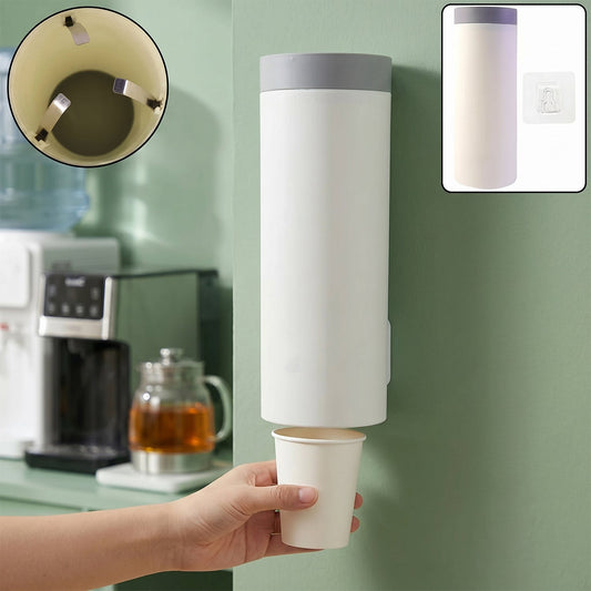 Wall mounted paper cup holder for organised storage in kitchen or office