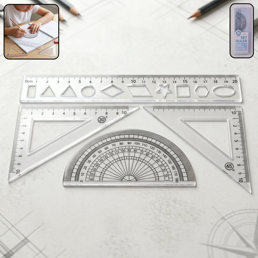 Student Geometry Ruler Set Ð Accurate 20cm Drawing Tools