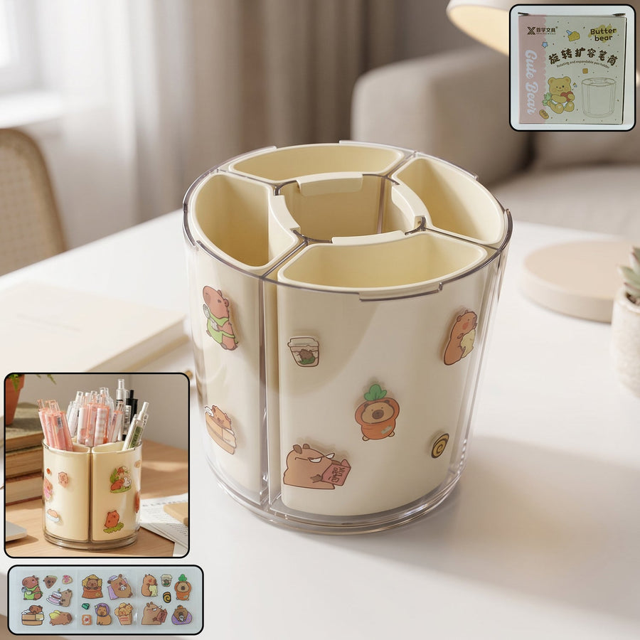 Rotating Desk Organizer Ð 5 Compartments with 360¡ Spin for Office & Home