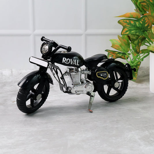 Metal Bullet Bike Toy miniature model with side stand and rolling wheels