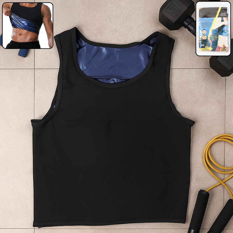 Men’s Sweat Shaper Tank Top – Slim Fit Neoprene Vest for Posture & Sweat Boost