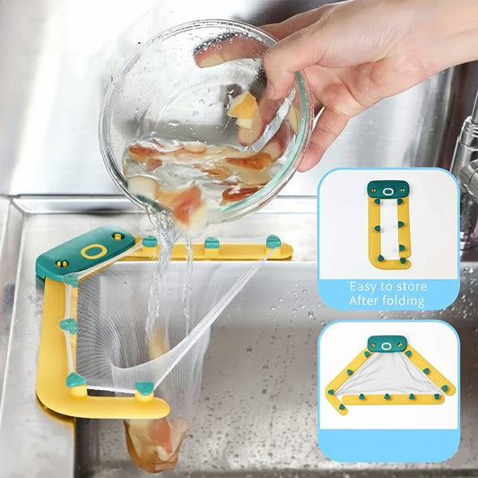 Kitchen sink corner filter holder installed in sink corner to hold food waste