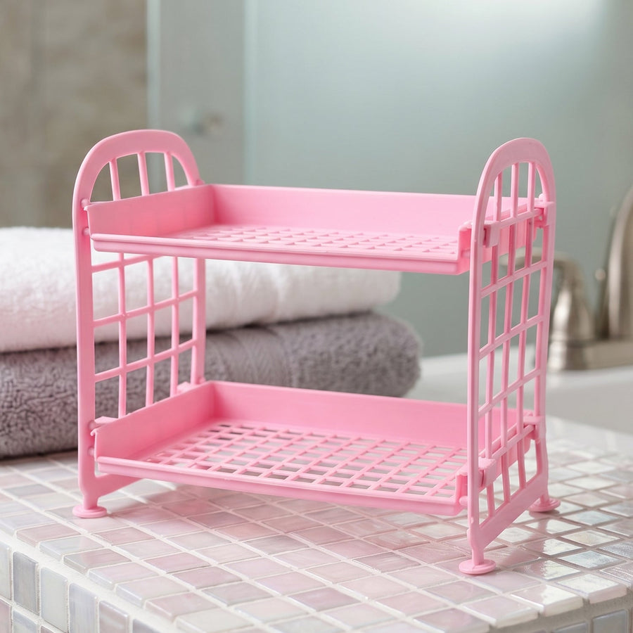 Small Plastic Storage Rack Ð Space-Saving 2-Tier Organizer