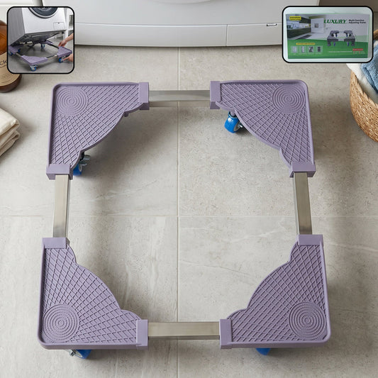 Adjustable fridge washing machine stand with wheels