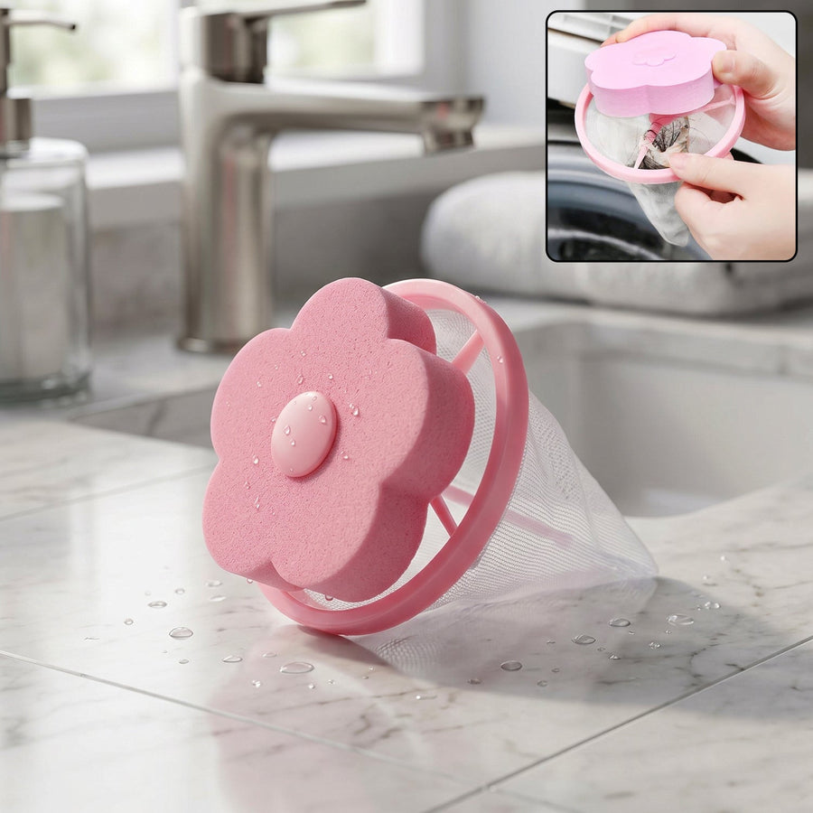 Laundry Lint Remover Ð Reusable Flower-Shaped Mesh Filter for Cleaner Clothes