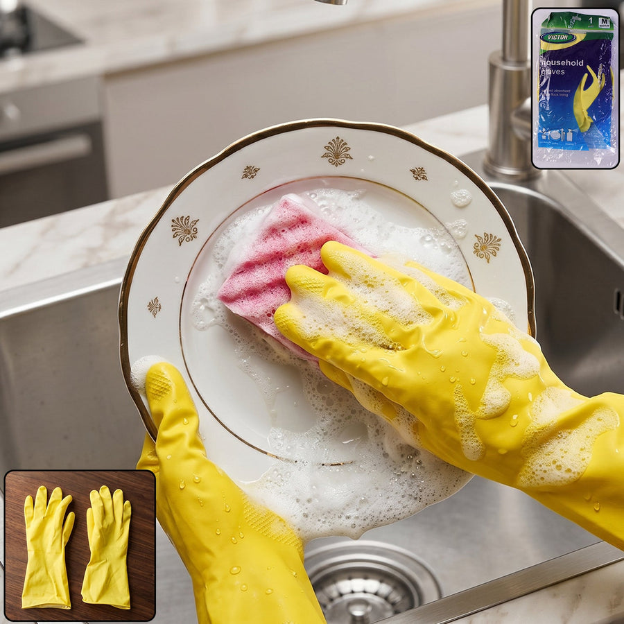 Waterproof Rubber Cleaning Gloves Ð Durable & Reusable for Household Tasks