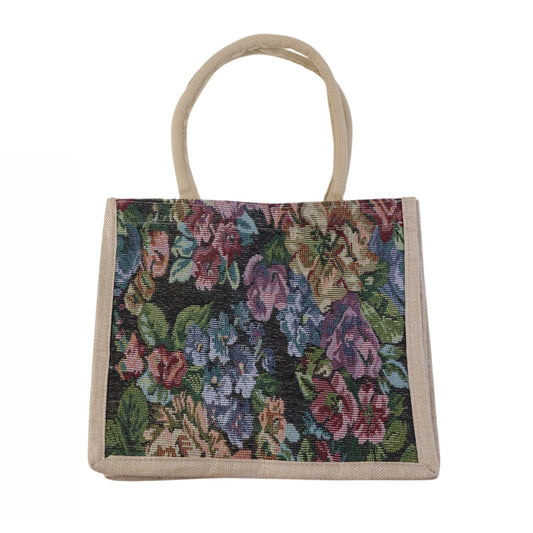 Elegant floral print tote bag showcasing durability and style