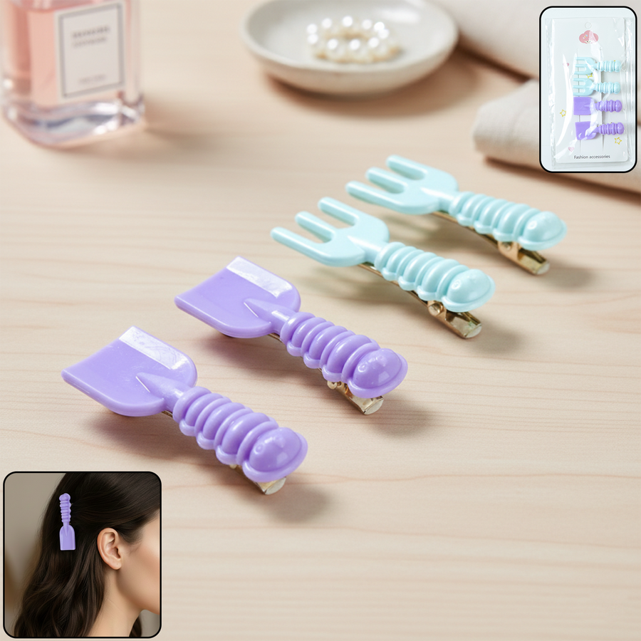 Mini Tool Shape Hair Clips – Stylish 4-Piece Snap Set