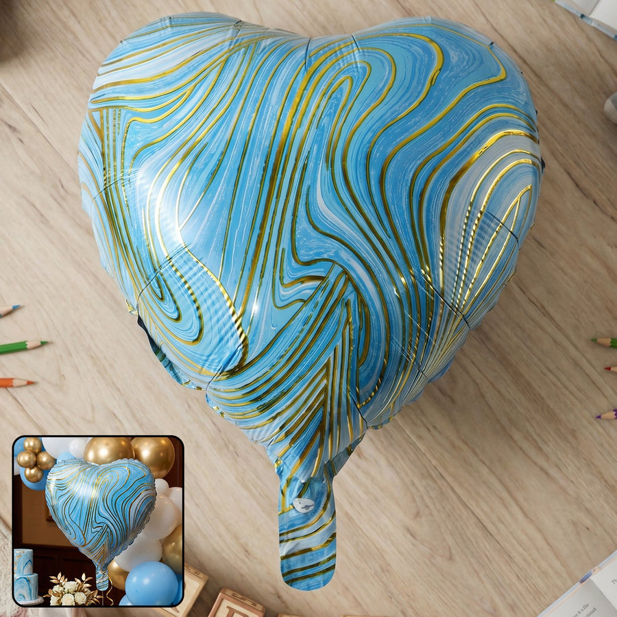 Blue Marble Heart Foil Balloon Ð Bright & Festive Party Decor