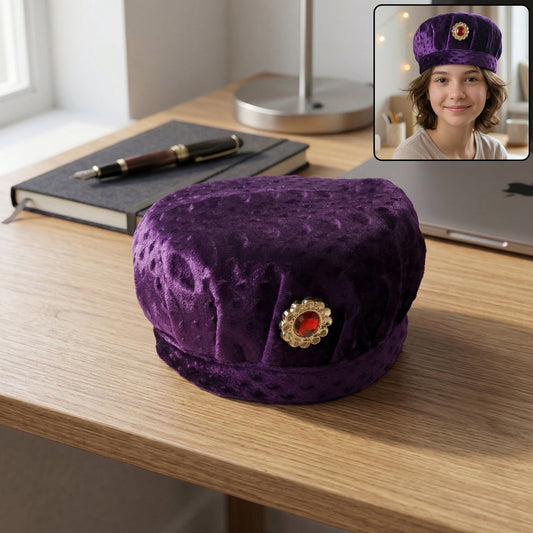 Premium velvet boys cap with stone brooch and traditional style
